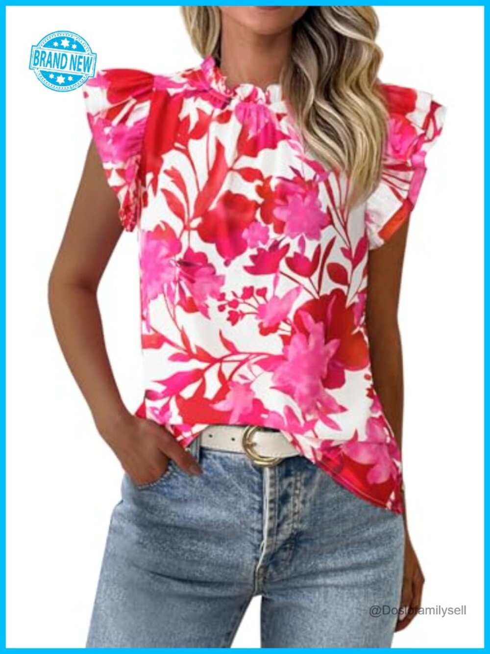 Ruffle Short Sleeve Floral Blouse Boho Summer Top